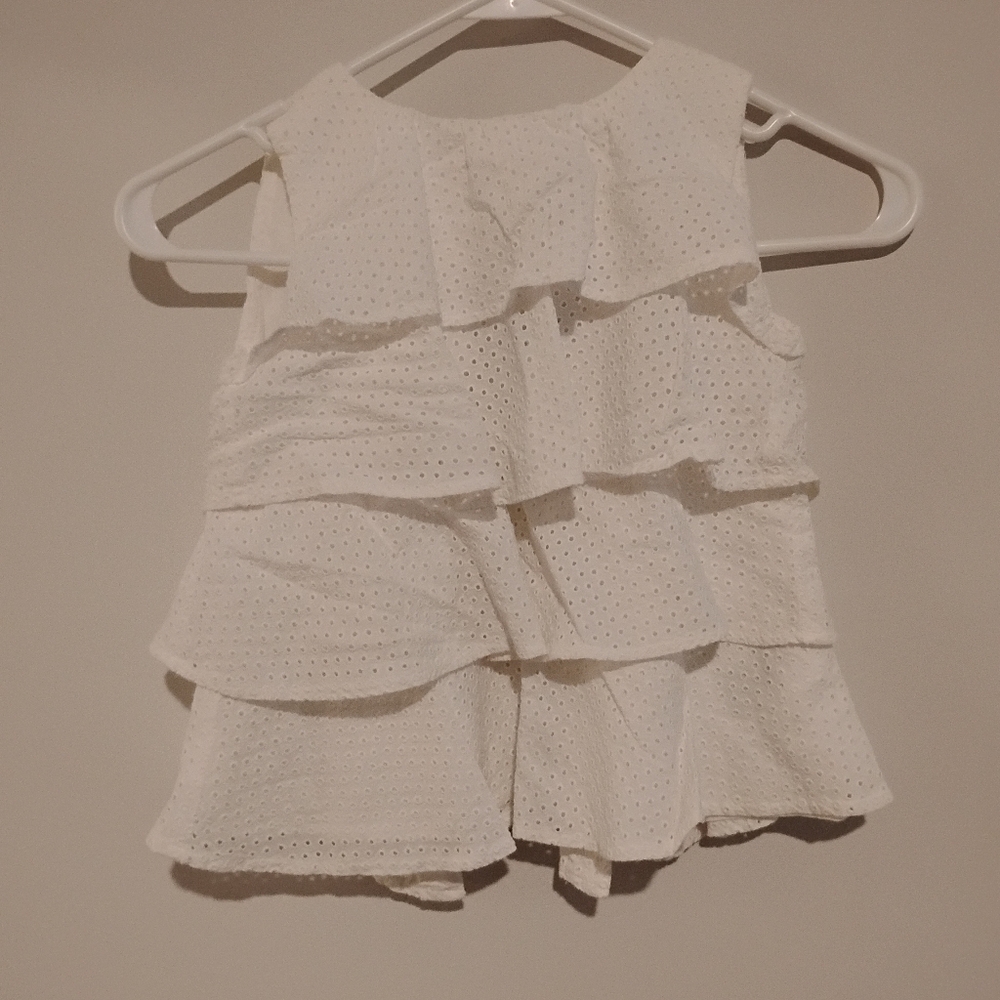 Mayoral White Eyelet Ruffle Blouse, Size 6, New With Tags